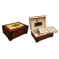 The Stetson 150 Count High Gloss Humidor with Tray & Tobacco Leaf Inlay